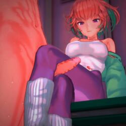 3d animated bare_arms bare_ass bare_back bare_chest bare_legs bare_midriff bare_shoulders bare_thighs big_breasts big_penis censored crossed_legs earrings female green_hair hololive hololive_english hololive_myth koikatsu legjob leotard male male/female middle_finger multicolored_hair naked naked_male no_sound orange_hair penis purple_eyes tagme takanashi_kiara teeth video virtual_youtuber zaako_(pixiv)