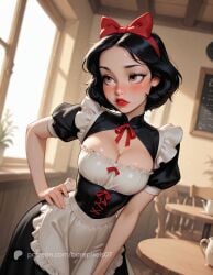 1girls ai_generated barepixels07 black_hair breasts brown_hair cleavage clothed disney disney_princess high_resolution highres light-skinned_female light_skin mature_female medium_breasts natural_breasts patreon_username perfect_body red_ribbon red_ribbon_in_hair short_hair slim_waist snow_white_(disney) snow_white_and_the_seven_dwarfs_(1937_film) solo thick_thighs thighs uncensored wide_hips
