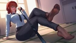 2d 2d_(artwork) 2d_artwork 2d_nsfw anime anime_character anime_girl bangs black_necktie black_tie blouse braid braided_hair chainsaw_man clothed clothed_female clothing curvy curvy_body curvy_female curvy_figure curvy_hips feet female female_focus female_only ginger ginger_female ginger_hair horny horny_female hornyunion indoors inviting legs_apart light-skinned_female light_skin long_hair makima_(chainsaw_man) naughty naughty_face naughty_smile necktie partially_clothed red_hair redhair redhead_female round_boobs round_breasts round_tits rule34 smile smiling_at_viewer smirk smirking smirking_at_viewer solo solo_female straigh tagme thick thick_hips thick_legs thick_thighs tie white_blouse white_shirt white_top yellow_eyes yellow_eyes_female