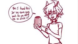 betas_inferno breasts casual_bukkake choker cum_drinking cum_jar cum_jar_(meme) cum_on_breasts cum_on_face cum_on_upper_body drinking_cum elf_ears female gokkun horns meme my_little_pony naive oblivious rainbow_dash_(mlp)_figure smiling spanish_dialogue spanish_voice_acting tagme tomboy video voice_acted voice_acted_comic