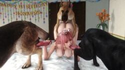 1girls 3boys 3d all_fours animal_genitalia animated ballsack bestiality big_ass big_breasts birthday blowjob bouncing_breasts breasts canine canine_on_human canine_penis cock_worship cum cum_in_mouth cum_on_breasts cum_on_face dead_or_alive doggy_style domestic_dog erect_nipples fellatio female_on_feral femsub feral feral_dominating_human feral_on_female feral_on_human feral_penetrating feral_penetrating_human foursome handjob handjob_while_penetrated handjob_while_sucking hanging_breasts honoka_(doa) human_female human_penetrated interspecies knot knotted_penis large_breasts light-skinned_female loop looping_animation loving_it nipples noname55 nude nude_female on_all_fours oral oral_penetration oral_sex penis pink_hair sex sound sound_effects wide_hips zoophilia