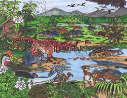 absurd_res acheroraptor ambiguous_gender anzu_(dinosaur) azhdarchid blood bodily_fluids caenagnathid ceratopsian ceratopsid chasmosaurine crocodilian dinosaur dromaeosaurid duo eating edmontosaurus feathers female feral feral_only group hadrosaurid hard_vore hi_res hunting isaiahctorre male mammal marginocephalian ornithischian ornithopod outside oviraptorid oviraptorosaur pachycephalosaurid pachycephalosaurus prehistoric_species pterosaur reptile saurischian scales scalie solo theropod torn_flesh triceratops trio turtle tyrannosaurid tyrannosauroid tyrannosaurus tyrannosaurus_rex volcano vore