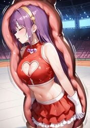 absorbing ai_generated athena_asamiya cell_(dragon_ball) dragon_ball_z king_of_fighters snk tail the_king_of_fighters vore