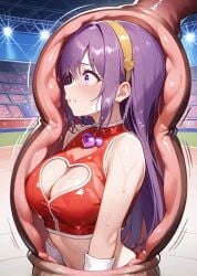 absorbing ai_generated athena_asamiya cell_(dragon_ball) dragon_ball_z king_of_fighters snk tail the_king_of_fighters vore