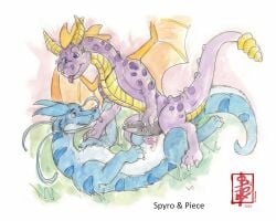 activision aroused black_penis blush blush_lines bodily_fluids dominant dragon duo erection european_mythology face_to_face fennec_(artist) feral frottage fur furred_dragon furred_drake furred_scalie genital_fluids genitals humping knot knotted_penis lying male male/male mythological_creature mythological_scalie mythology painting_(artwork) penile penis penises_touching piece_(raikefox) precum scalie sex size_difference slit_play spyro spyro_the_dragon text traditional_media_(artwork) watercolor_(artwork) watercolor_sketch western_dragon wings