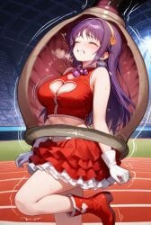 absorbing ai_generated athena_asamiya cell_(dragon_ball) dragon_ball_z king_of_fighters snk tail the_king_of_fighters vore