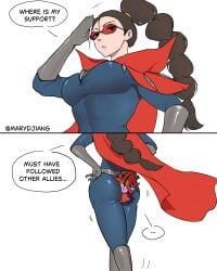 ... 2026 2girls big_ass big_breasts brown_hair clueless comic dialogue english_text league_of_legends league_of_legends:_wild_rift lulu_the_fae_sorceress marydjiang pale-skinned_female pale_skin ponytail purple-skinned_female purple_skin riot_games sunglasses tinted_eyewear trapped_in_butt vayne watermark yordle