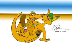 anthro blinky_bill_(series) buggery color flap fur furry glenn interspecies kangaroo male male_only mammal marsupial monotreme multiple_males platypus splodge yaoi