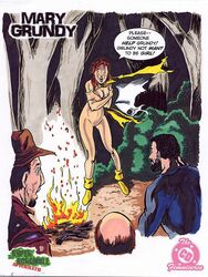 1girls 3boys adam_walters bald bald_man body_swap campfire clothed_male_nude_female covering_breasts dc_comics female forest human human_only light-skinned_female light-skinned_male light_skin male mary_grundy mary_marvel nude nude_female rule_63 shazam_(series) solomon_grundy tebra