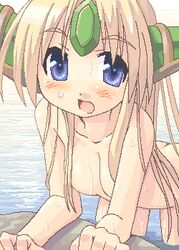 blue_eyess blush breasts female female_only human lowres minami_juujisei nude oekaki riesz seiken_densetsu seiken_densetsu_3 solo wet