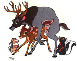 1990s 1993 20th_century anatomically_correct anatomically_correct_genitalia anatomically_correct_penis animal_genitalia animal_penis bambi_(film) cervid cervine cervine_genitalia cervine_penis disney faline feral flower_(bambi) fur genitals penis skunk the_great_prince_of_the_forest thumper tim_o'rourke year