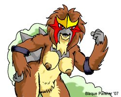 breasts color entei exposed_breasts female female_only fur furry furry_breasts pokemon solo