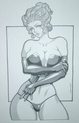 2006 black_queen breasts daikon_(artist) female jean_grey marvel monochrome straight_hair x-men