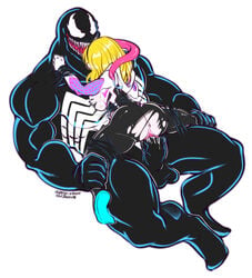 1boy 1girls alien anus areolae ass balls black_body blonde_hair blush bodily_fluids breasts claws clothing crotchless cum cum_drip cum_in_pussy cum_inside cumshot curvy damaged_clothes domination duo ejaculation erection exposed_ass exposed_breasts fangs female female_on_top female_penetrated femsub genital_fluids genitals gwen_stacy hair hi_res huge_breasts human humanoid interspecies large_ass lost_clothes male male_domination male_penetrating maledom mammal marvel marvel_comics muscular muscular_male on_top open_mouth open_smile penetration penis pussy saliva sex simple_background smile spider-gwen spider-man_(series) straight straight_hair submissive submissive_female sugarbeasts-07 suit symbiote teeth tongue tongue_out vagina vaginal vaginal_penetration vein veiny_penis venom venom_(marvel) white_background wide_hips yellow_hair