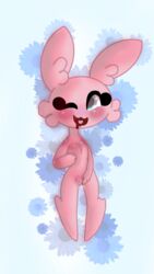 1girls :3 bunny_girl clitoris cute female female_only flat_chest furry looking_at_viewer nude pink_bunny pink_fur solo