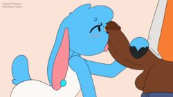 2018 2boys all_fours androgynous animated anthro arched_back balls bedroom_eyes bent_penis biped black_eyes black_hooves black_nose blue_bottomwear blue_clothing blue_fur blue_tail blush brown_balls brown_body brown_glans brown_penis brutus_(whygena) caprine clothed clothed_sex clothing duo ear_piercing erection eyelashes faceless_male fellatio flat_chested floppy_ears fur glans half-closed_eyes head_tuft hooves humanoid_penis iyana licking loop male male/male mammal mob_face oral orange_clothing orange_topwear pants pants_down partially_clothed penis penis_grab penis_lick piercing pink_tongue seductive sex sheep shirt side_view simple_background small_waist snout solo_focus straight tan_background tongue tongue_out toony uncut url vertical_bar_eyes white_clothing white_topwear whygena yaoi