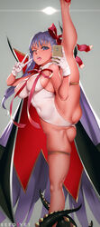 artist_name bare_shoulders bb_(fate) bb_(swimsuit_mooncancer) blush breasts cape cellphone covered_navel covered_nipples fate/grand_order fate_(series) female gloves hair_ribbon large_breasts long_hair looking_at_viewer one-piece_swimsuit one_eye_closed open_mouth phone purple_eyes purple_hair ribbon see-through_silhouette simple_background smartphone solo swimsuit tentacle v very_long_hair viola_(seed) white_gloves white_swimsuit