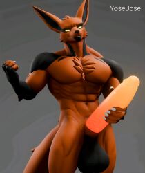 absurd_res anthro balls big_balls big_penis canid canine fox genitals hel_(shiretsuna) hi_res huge_balls huge_penis humanoid_genitalia humanoid_penis male mammal penis yosebose