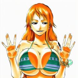 1:1 1girls 2d accurate_body_type against_fourth_wall against_glass against_surface ai_generated arm_tattoo armpits arms_up bangle bangs big_breasts bikini bikini_top bikini_top_only bracelet breast_focus breast_press breasts breasts_against_glass breasts_on_glass breasts_squeezed_together brown_eyes busty clavicle cleavage clothing collarbone curvaceous curvy earrings fanart female female_focus female_only fingers_together front_view glass green_bikini green_bikini_top grin hand_on_glass hands hands_up high_resolution highres huge_breasts jewelry large_breasts light-skinned_female light_skin line_art log_pose long_hair looking_at_viewer manga_style nami_(one_piece) narrow_waist one_piece orange-haired_female orange_eyes orange_hair palms parted_lips pearl_earrings shiny_hair shiny_skin shoulder_tattoo simple_background single_sidelock smile solo solo_female solo_focus spread_fingers standing striped_bikini swimsuit tattoo thin_eyebrows tite_kubo_style underboob upper_body v-shaped_eyebrows waifu white_background