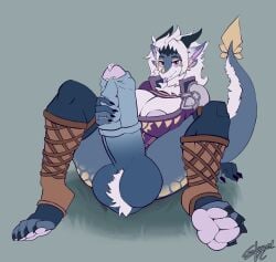 absurd_res anthro aziran_(fluffybastion) backsack ball_tuft balls barely_visible_nipples big_balls big_breasts breasts clothing clothing_aside dragon erection fluffy fluffy_ears fluffy_tail fur furred_dragon furred_scalie genitals glazedvc gynomorph hi_res humanoid_genitalia humanoid_penis hybrid_genitalia hybrid_penis intersex masturbation medial_ring medial_ringed_humanoid_penis medial_ringed_hybrid_penis mythological_creature mythological_scalie mythology neck_tuft nipples niva_(fluffybastion) pawpads paws penile penile_masturbation penis ridges saggy_balls scalie sitting solo tail thick_thighs tongue tongue_out tuft vein veiny_penis