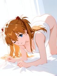 1girl absurd_res absurdres ai-created ai-generated ai_art ai_generated all_fours artist_name ass asuka_langley_sohryu athletic_female bangs bare_shoulders blue_eyes boobs bottomless breasts brown_hair bust chest cleavage evangelion female fit_female gumtoof hair_between_eyes hair_ornament hi_res high_quality high_resolution interface_headset long_hair looking_at_viewer medium_breasts morning neon_genesis_evangelion one_eye_closed orange_hair parted_lips patreon patreon_username questionable shirt solo solo_focus souryuu_asuka_langley stable_diffusion tagme tank_top tits two_side_up uncensored white_shirt white_tank_top