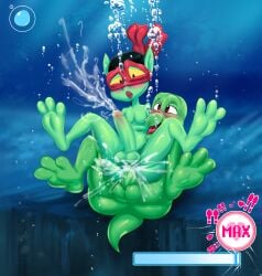 2boys alien anal bubbles byondrage cum feet gay gay_sex hud ket_ralus_(character) male nude ocean ocean_floor orgasm original painting r34 swimming tail underwater video_game zool_(character) zool_(series)