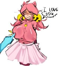 1boy 1girls big_breasts cat_ears deltarune kris_(deltarune) mad_mew_mew nipples_visible_through_clothing undertale_(series)