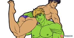 billy_kaplan black_hair blonde_hair blue_eyes boyfriend brown_eyes green_skin hulkling husbands kappax marvel marvel_comics teddy_altman wiccan young_avengers