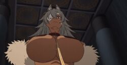 abs armpit armpit_hair armpits arms_behind_back arms_up big_breasts canonical_scene dark-skinned_female dark_skin exposed_armpits fat_tits female_armpit_hair ghislaine_dedoldia gif hairy_armpits hairy_pussy huge_breasts looking_at_viewer looking_down muscle_mommy muscular_arms muscular_female muscular_thighs mushoku_tensei nude nude_female official_animation official_art pubic_hair sexy_armpits sexy_body sexy_pose shiny_skin squatting sweat sweaty_abs sweaty_body toned toned_body toned_female