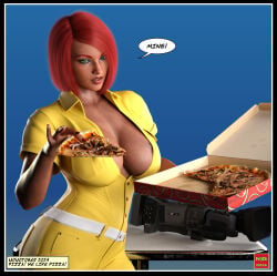 1girls 3d april_o'neil areola_slip areolae big_breasts breasts cleavage female large_breasts nathanomir red_hair sideboob solo teenage_mutant_ninja_turtles