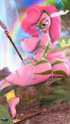 2018 3d absurd_res ambiguous_gender anthro anthrofied ass big_breasts big_butt breasts crocodilian duo equine female female_focus feral friendship_is_magic gummy_(mlp) hair heart hi_res hooves-art horse mammal my_little_pony nipples outside pinkie_pie_(mlp) pussy reptile scalie solo_focus source_filmmaker