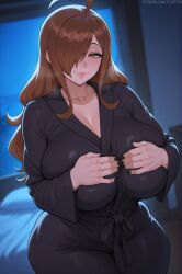 ai_generated big_breasts breasts brown_eyes brown_hair busty busty_female curvaceous curvy curvy_figure female hourglass_figure kono_subarashii_sekai_ni_shukufuku_wo! light-skinned_female light_skin long_hair stuffyai tagme wiz_(konosuba)