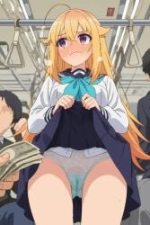 bikini clothing cum_in_pussy cute_face koshi_torako money ntr pussy sex shikanoko_nokonoko_koshitantan skirt train uniform