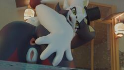 16:9 3d_(artwork) 4k absurd_res anus butt butt_grab digital_media_(artwork) dupin_(pal) female from_behind_position genitals hand_on_butt hi_res kuikui17 lagomorph looking_at_viewer mammal palworld pocketpair rear_view sex smile smiling_at_viewer solo spread_anus spread_butt spread_vulva spreading vulva widescreen