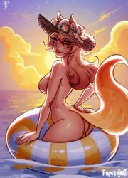 beach looking_at_viewer marvel marvel_rivals nude_female poposhirat white_fox_(marvel) white_fox_(marvel_rivals)