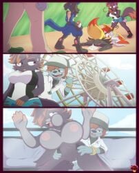 alex_the_koala big_breasts braixen comic creampie cum dialogue juno_the_wolf ladycherrybomba lucario public_nudity public_sex sex tits tits_out