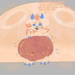 balls_bigger_than_body balls_bigger_than_head balls_bigger_than_penis balls_bigger_than_torso biscuit_(sl33py_demon) demon_horns dog feral feral_male flies flies_for_smell front_view hyper hyper_balls hyper_genitalia hyper_penis hyper_testicles knot knotted_penis musk musk_clouds musky_cock shortstack sl33py_demon smegma smegma_drip smegma_on_penis smug_face smug_grin solo solo_feral text veiny_penis