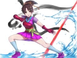 1girls bow brown_eyes brown_hair enporion female female_only fighting_layer_(series) japanese japanese_clothes japanese_female legs long_sleeves nanase_(street_fighter) panties pantyshot pantyshot_(squatting) pink_panties pink_underwear ponytail skirt street_fighter street_fighter_ex underwear upskirt