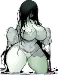1girls breasts female female_focus ghost_girl large_breasts light-skinned_female light_skin long_hair pussy reinsleif rox_hoxten the_ring thick_thighs thighs white_background wide_hips yamamura_sadako