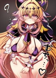 1girl breasts chubby cure_arcana_shadow curvy female huge_breasts karteka meitantei_precure! moria_luluka plump precure pretty_cure purple_bikini slightly_chubby solo thick_thighs tummy voluptuous wide_hips