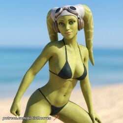 ai_generated airtist alien alien/human alien_girl alien_humanoid ass athletic bikini bikini_bottom bikini_top close-up close_up closeup female female_only fit green_body green_eyes headtail hera hera_syndulla high_resolution highres panties patreon star_wars star_wars_rebels tagme tentacle thong twi'lek underwear