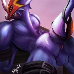 1:1 absurd_res animal_humanoid anthro anus bandai_namco clothing digimon digimon_(species) flamedramon furniture hi_res humanoid jock jockstrap male scalie scalie_humanoid slim small_waist solo stymie stymieg101 table underwear