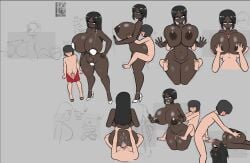 ass dark-skinned_female glasses haloowl high_heels huge_breasts nipples sex smaller_male