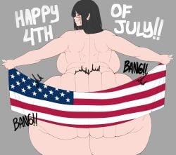 1girls 4th_of_july american_flag ass ass_focus black_hair chainsaw_man completely_nude completely_nude_female female female_only huge_ass long_hair looking_at_viewer looking_back naked naked_female nude nude_female rear_view smile solo solo_female stackydraws twerking yoru_(chainsaw_man)