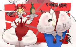 16:10 anthro big_butt bodily_fluids body_writing bottle bovid bunny_costume butt caprine clothing container costume crowundeadcat cum cum_in_ass cum_inside english_text femboy footwear genital_fluids genitals hi_res huge_butt male mammal penis sheep shoes solo text thick_thighs white_body widescreen writing_on_butt