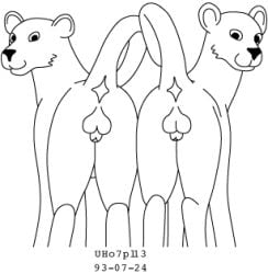 1993 animal_genitalia anus balls black_and_white brother_(lore) brothers_(lore) dated duo felid feral fur genitals looking_at_viewer looking_back looking_back_at_viewer low_res male male/male mammal monochrome nude pantherine presenting raised_tail sheath sibling_(lore) simple_background smile tail urbanhermit white_background