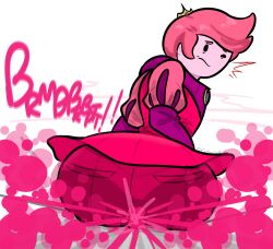 1boy adventure_time ass big_ass big_butt butt cartoon_network crown fart fart_cloud fart_fetish farting fat_ass fat_butt fully_clothed huge_ass huge_butt male male_only odukafornoreason one_eye_closed pink_hair pink_skin prince_gumball solo text thick_ass thick_butt warner_brothers