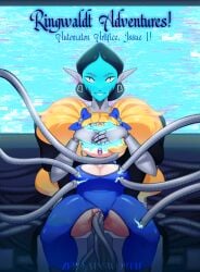 alaizia android blonde_hair blue_bodysuit blue_lipstick blue_ribbons diplomacyraptor diplomacyraptor_oc gnome gnome_female hypnosis mechanical mechanical_arms mechanical_tentacles mind_break mind_control pigtails robot screen_face short_stack shortstack zero_ainsworth