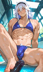 1boy 1boys 2boys 2d 2d_(artwork) ai_generated alternate_version_at_source alternate_version_available anal anal_insertion anal_juice anal_masturbation anal_penetration anal_sex anonymous_male anus anus_focus ass ass_focus asshole athletic_male bikini bikini_bottom bikini_top blue_eyes blush blush_lines blushing bulge bulge_through_clothing butt butthole cock colored dick dick_in_ass feet feet_focus feet_on_penis floral_print floral_print_bikini foot_fetish foot_focus footjob gay gay_sex hair_between_eyes hair_ornament hairband hand_on_ass hi_res high_resolution highres huge_butt huge_cock huge_penis huge_thighs large_balls large_butt large_penis large_testicles looking_at_viewer looking_back looking_back_at_viewer male male/male male_breasts male_focus male_only male_penetrated male_penetrating_male medium_hair muscular muscular_male nier nier_(character) nier_(series) nier_replicant pecs pectorals penis penis_in_ass public reverse_cowgirl reverse_cowgirl_position riding riding_cock riding_dick riding_penis shoulder_length_hair solo_male squat squatting squatting_cowgirl_position squatting_on_penis squatting_position swimming_pool swimsuit swimwear testicles thicc thick_ass thick_thighs thighs toes unseen_character unseen_male_face water wet_body wet_skin white_hair