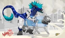 absurd_res ace_(asinis) animal_genitalia animal_penis anthro aroused avian balls bared_teeth big_balls big_penis bird blue_body blue_feathers bodily_fluids breeding_mount cum cum_collecting cum_everywhere cum_on_wall cybernetics cyborg dinosaur dromaeosaurid equine_genitalia equine_penis excessive_cum excessive_genital_fluids feathers flared_penis genital_fluids genitals hi_res horn huge_balls huge_penis hyper hyper_balls hyper_genitalia hyper_penis laboratory machine male male/male messy nytristheraptor penetrable_sex_toy penis prehistoric_species reptile saurischian scalie sex_toy solo steam sweat sweaty_balls sweaty_genitalia teeth theropod